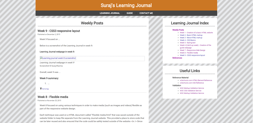 Learning Journal with striped background